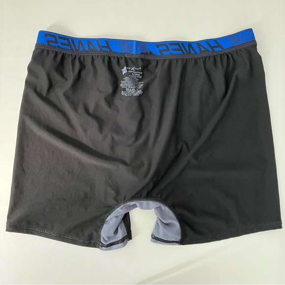 Hanes Men's X-Temp Total Support Pouch Long Leg Black & Gray Boxer Brief - Picture 8 of 8